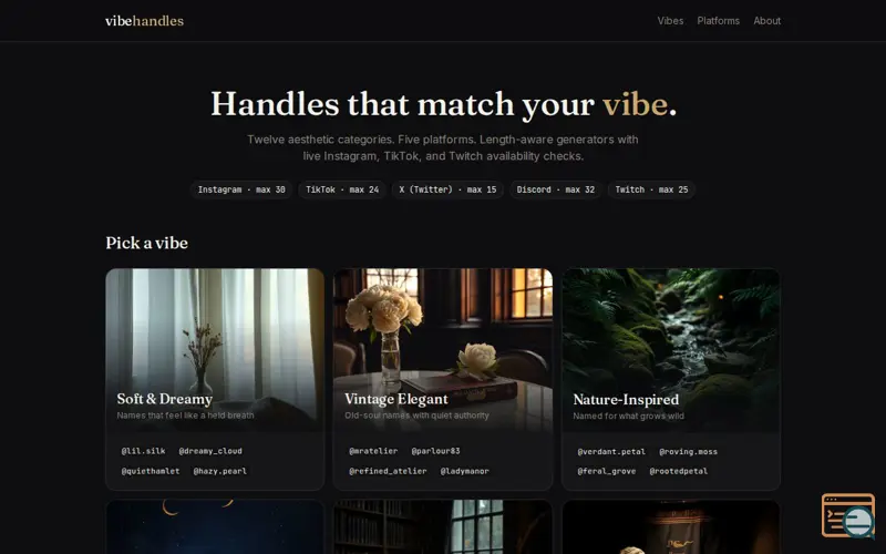 Screenshot of VibeHandles