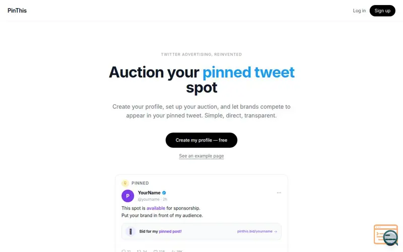 Screenshot of PinThis