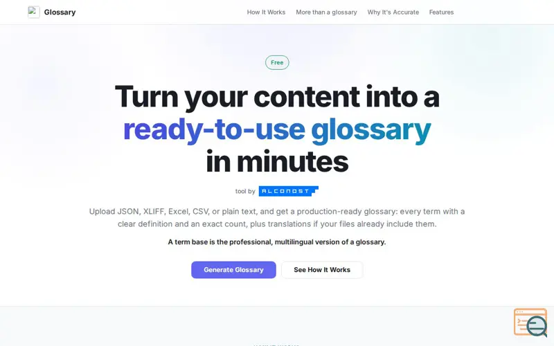 Screenshot of Glossary Extractor