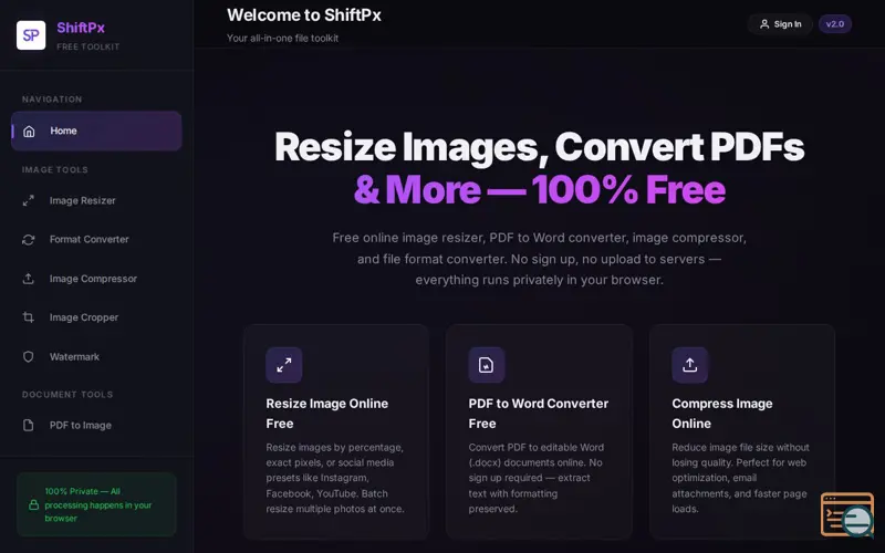 Screenshot of ShiftPx