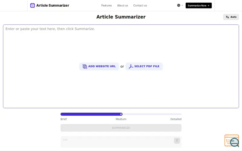 Screenshot of Article Summarizer
