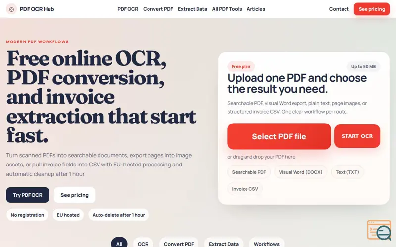 Screenshot of PDF OCR Hub