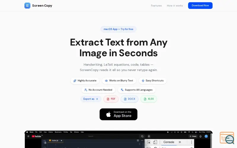 Screenshot of Screen Copy - Image to Text