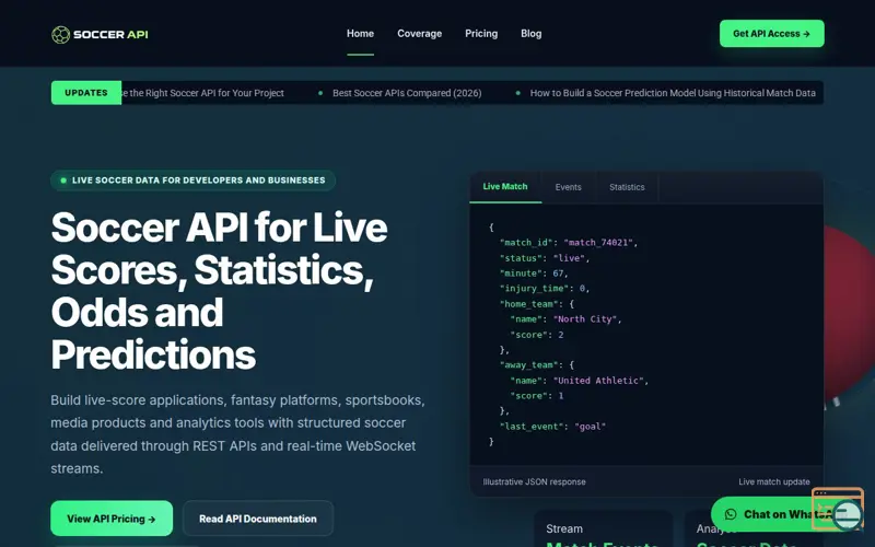 Screenshot of Soccer API