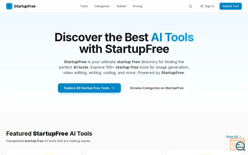 Screenshot of StartupFree - Discover the Best Free Startup Tools