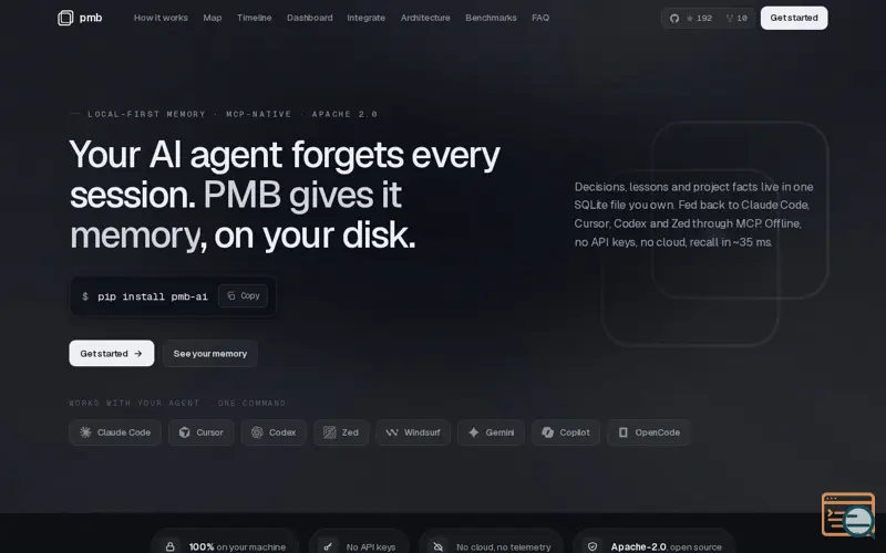 Screenshot of PMB | Local-first memory for AI