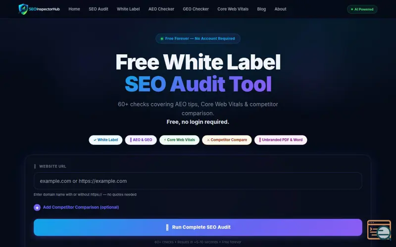 Screenshot of SEO Inspector Hub