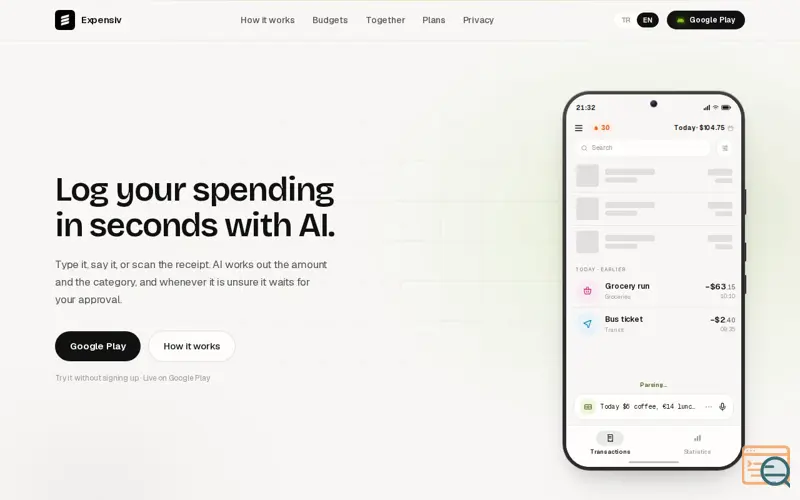 Screenshot of Expensiv