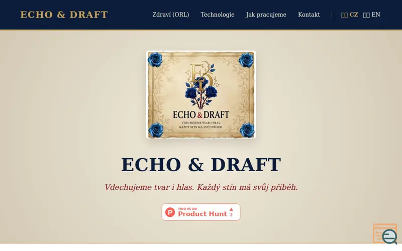 Screenshot of Echo & Draft, a launch using Web4U