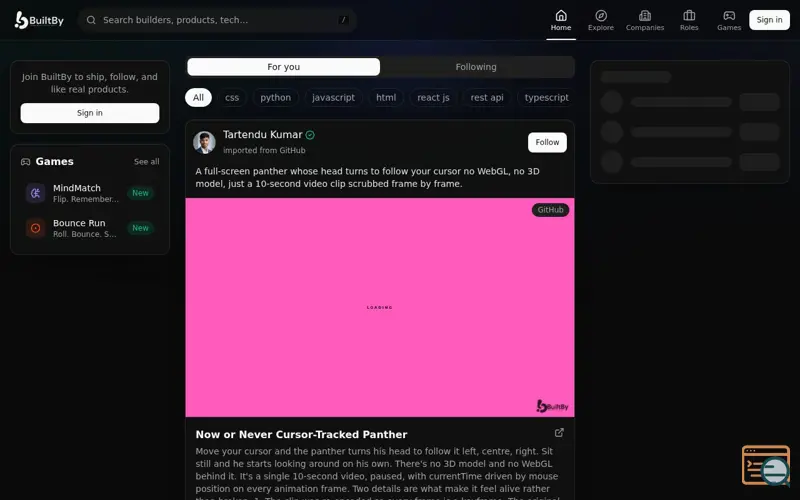 Screenshot of BuiltBy