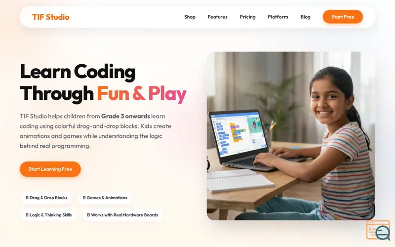 Screenshot of TIF Studio: Visual Coding for Kids