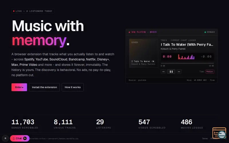 Screenshot of scrobble.life