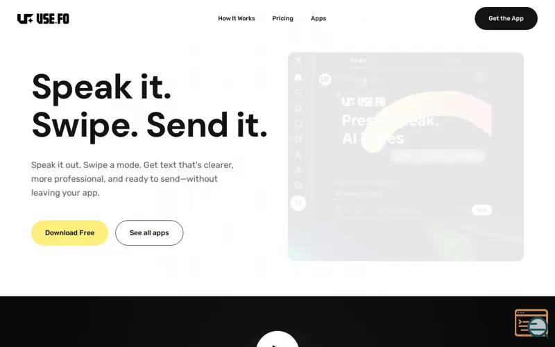 Screenshot of use.fo: AI Voice Typing