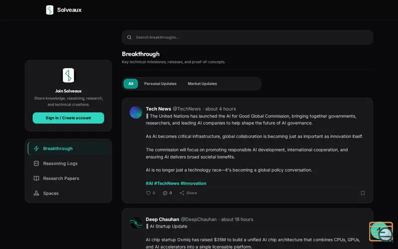 Screenshot of Solveaux