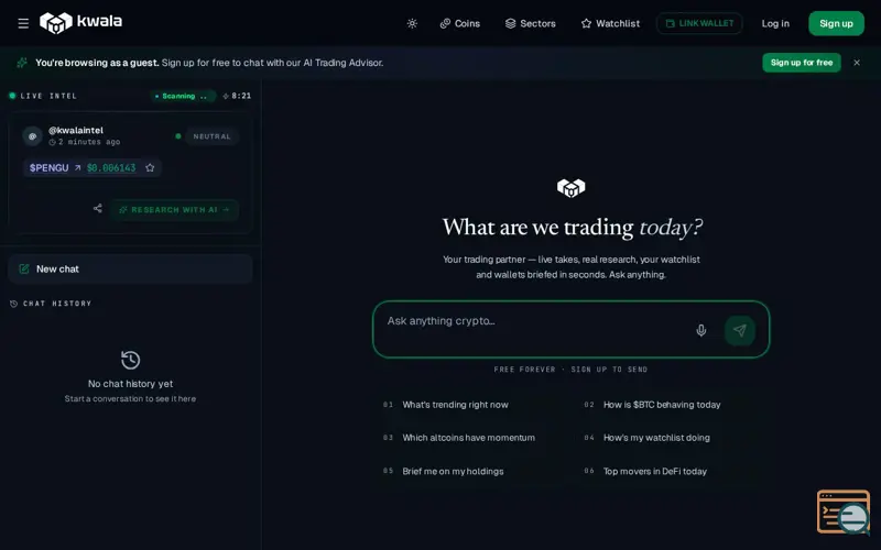 Screenshot of Kwala Intel