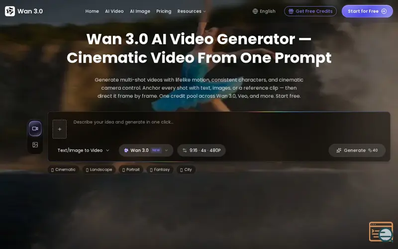 Screenshot of Wan 3.0 AI Video Generator