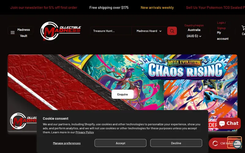 Screenshot of Collectible Madness, a launch using Bugsnag