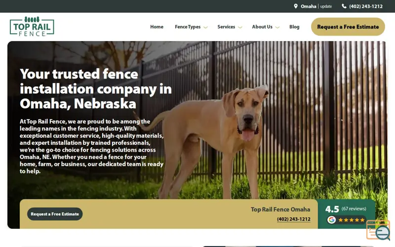 Screenshot of Omaha Metal Fence Installation, a launch using Podium