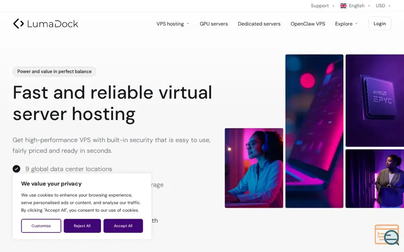 Screenshot of LumaDock - Dedicated Servers