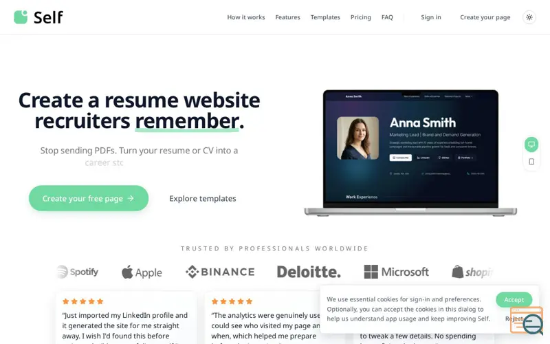 Screenshot of Self (self.cv)