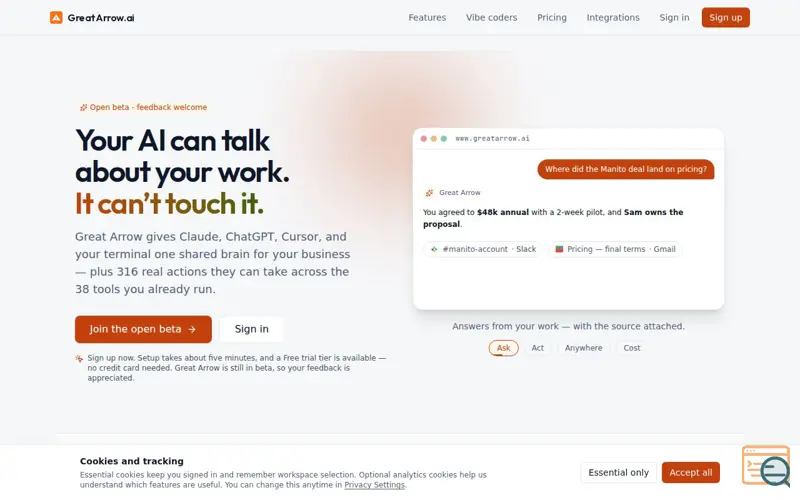 Screenshot of AI Agent Orchestration & Cross-Model Memory | Great Arrow Digital
