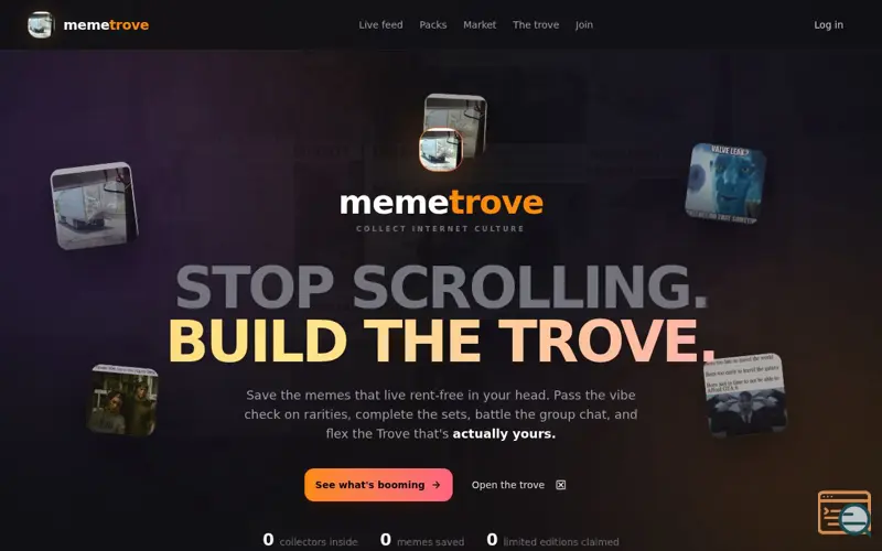 Screenshot of MemeTrove, a launch using Reddit