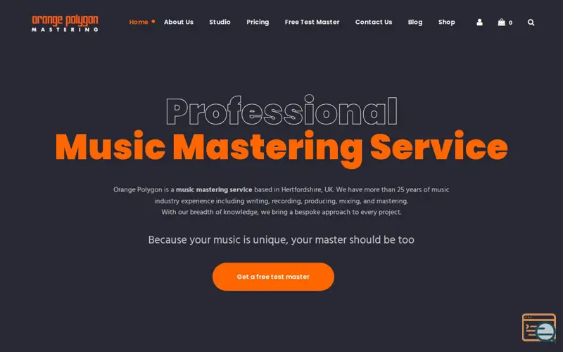 Screenshot of Orange Polygon - Music Mastering Service