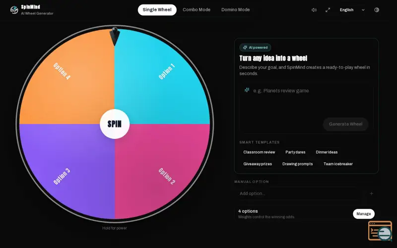 Screenshot of SpinMind