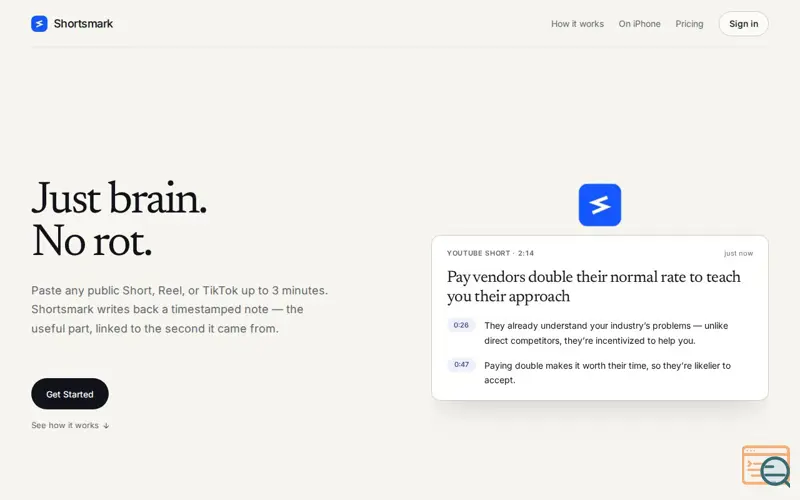 Screenshot of Shortsmark