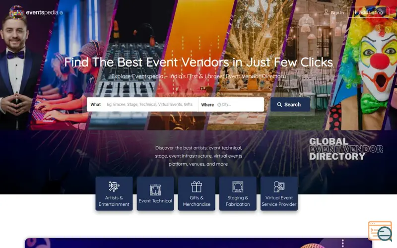 Screenshot of Eventspedia