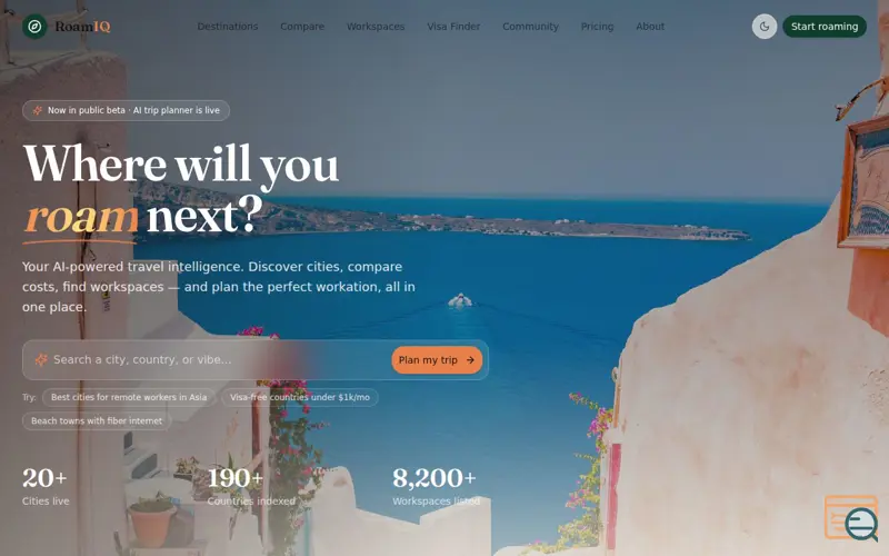 Screenshot of RoamIQ