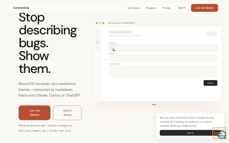 Screenshot of ContextSnip