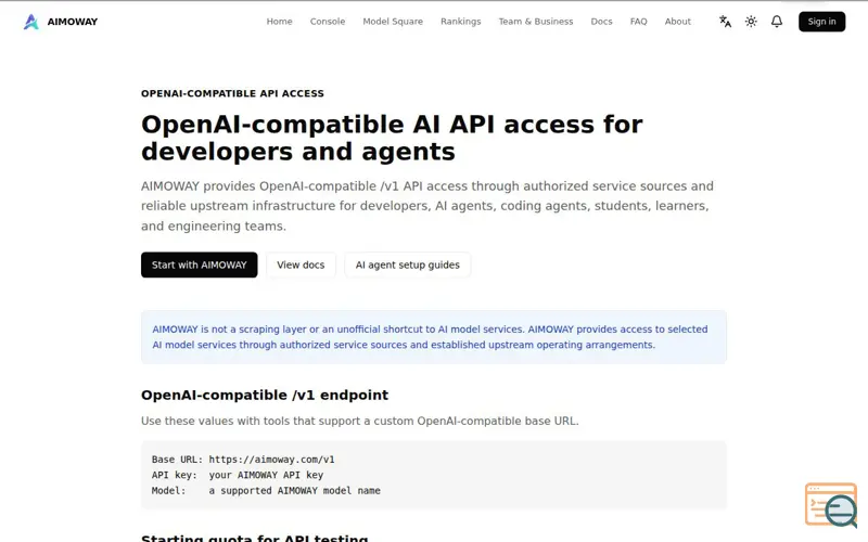 Screenshot of AIMOWAY