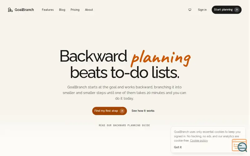 Screenshot of GoalBranch