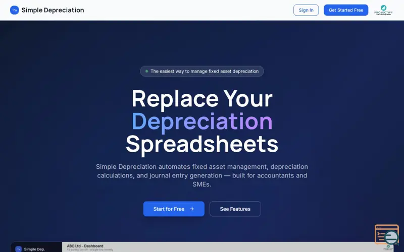 Screenshot of Simple Depreciation