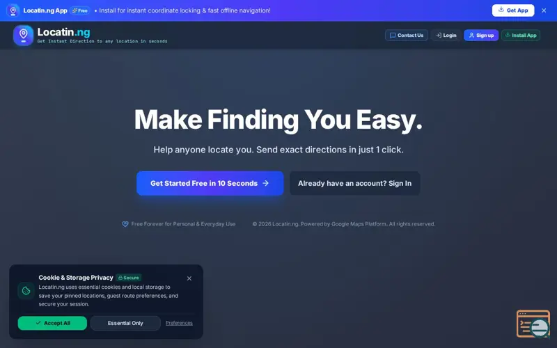 Screenshot of Locatin.ng