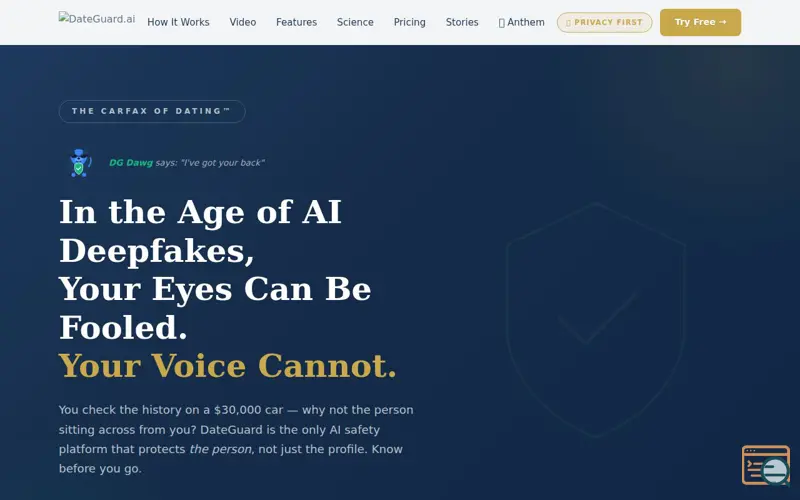 Screenshot of DateGuard.ai — The Carfax of Dating
