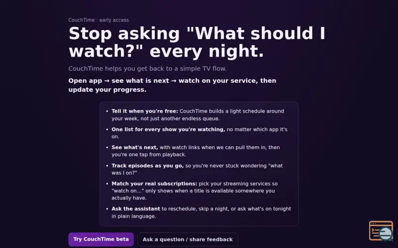 Screenshot of CouchTime