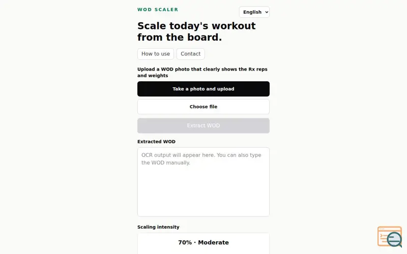 Screenshot of Scale my WOD
