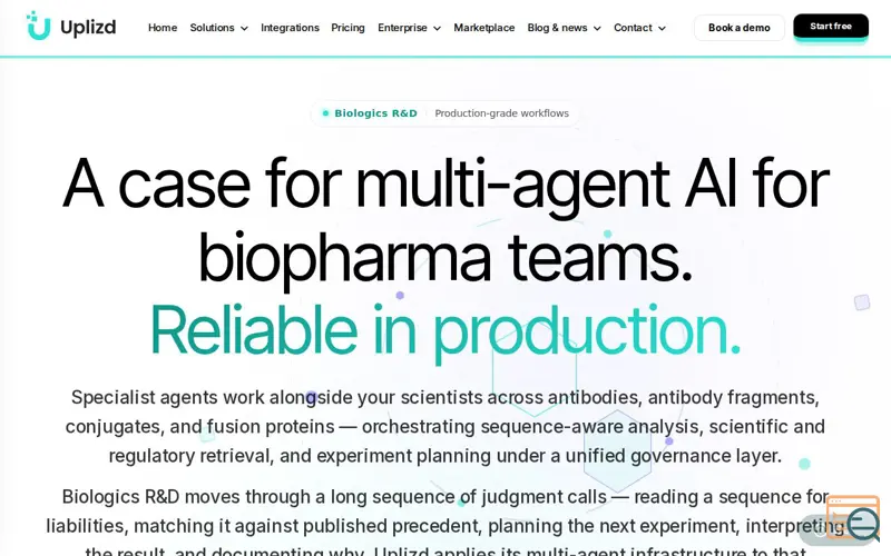Screenshot of Uplizd Biologics R&D