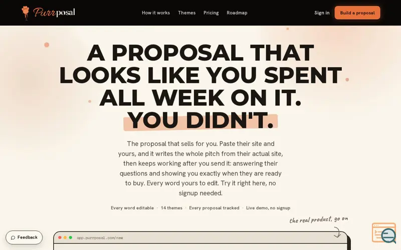 Screenshot of Purrposal