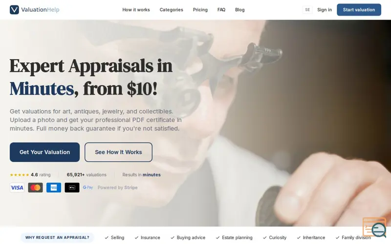Screenshot of Valuationhelp.com