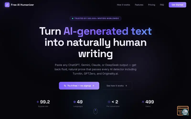 Screenshot of Free AI Humanizer