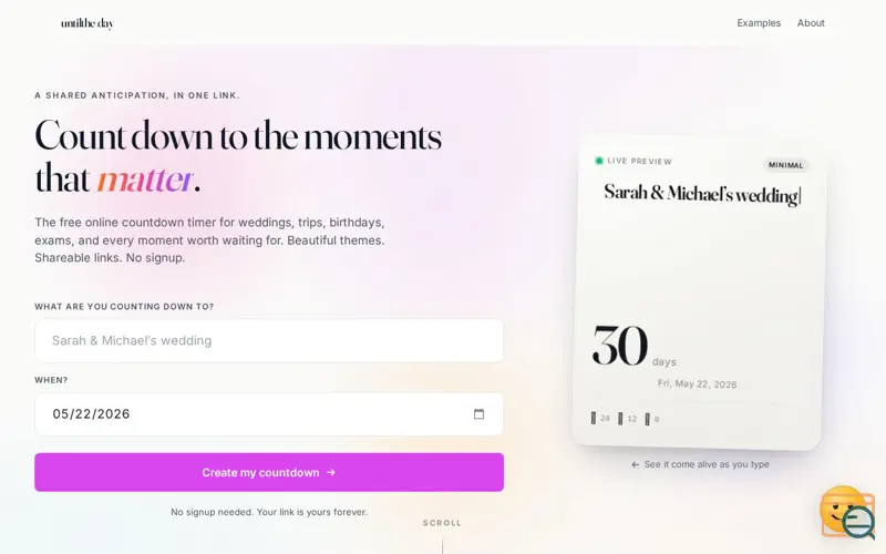 Screenshot of untilthe.day