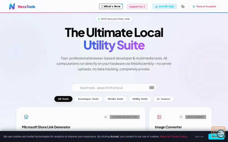 Screenshot of NexaTools | Free Online Tools for Audio, Video, Files & More