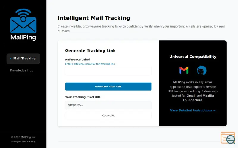 Screenshot of MailPing