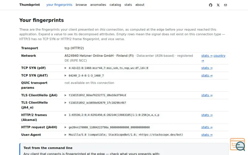 Screenshot of Thumbprint