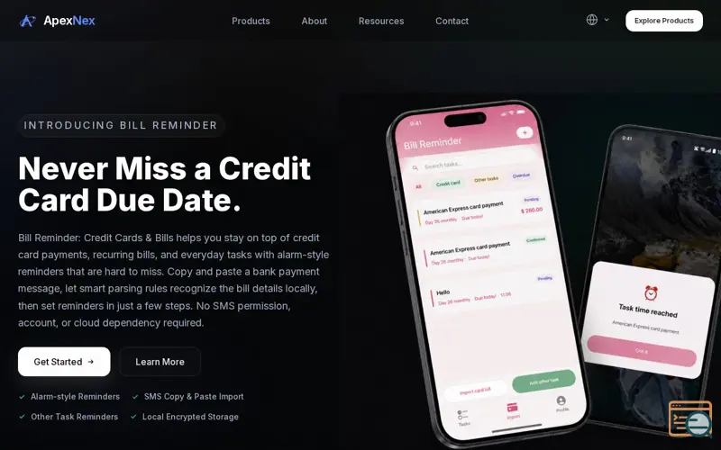 Screenshot of Bill Reminder