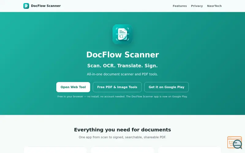 Screenshot of DocFlow Scanner