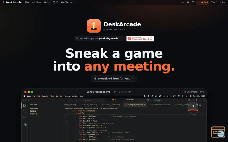 Screenshot of DeskArcade